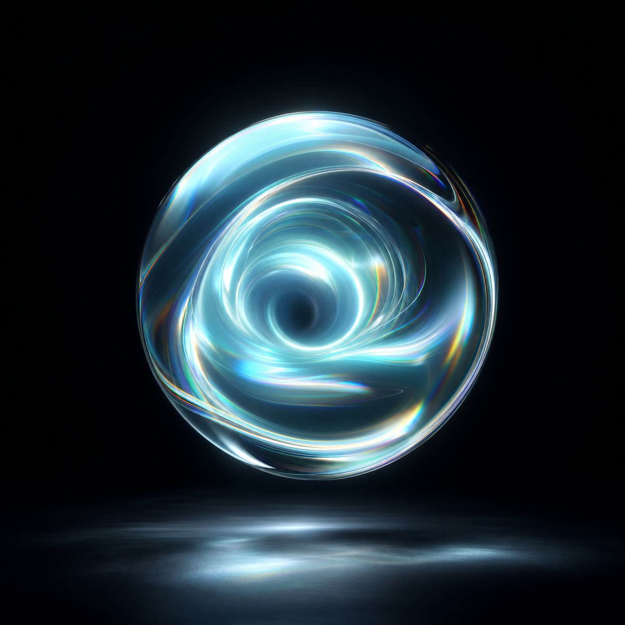 Floating iridescent singularity pod